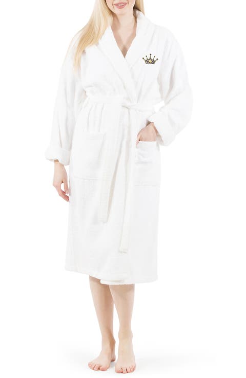 Cheetah Crown Design Embroidered Terry Bathrobe