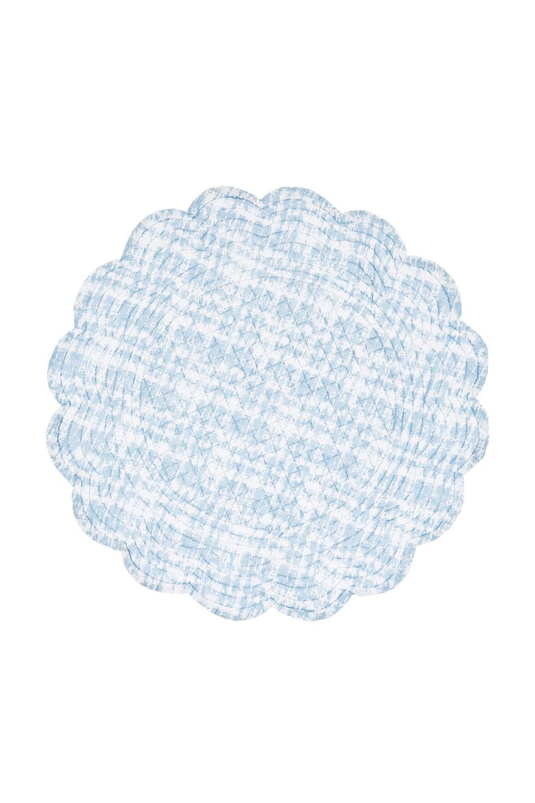 Meraki Island Round Quilted Reversible Blue Coastal Placemats, Set of 6, 17", Alternate, color, Blue