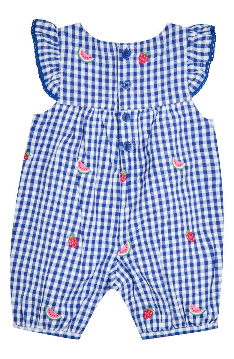 Gingham Fruit Embroidered Cotton Romper