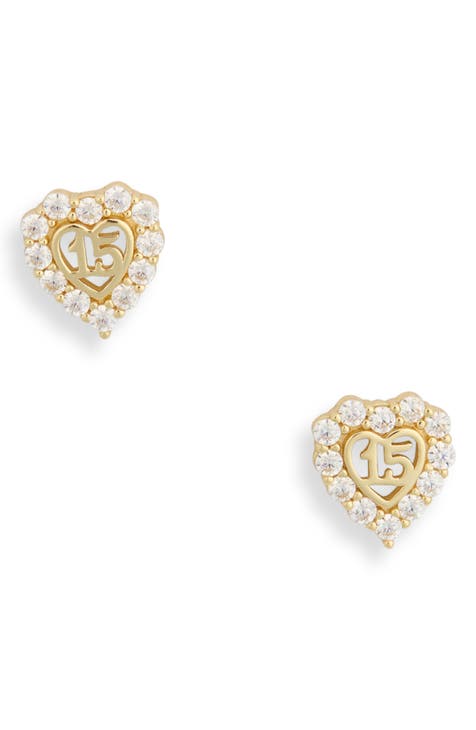 Quince 18K Gold Plate Sterling Silver CZ Stud Earrings