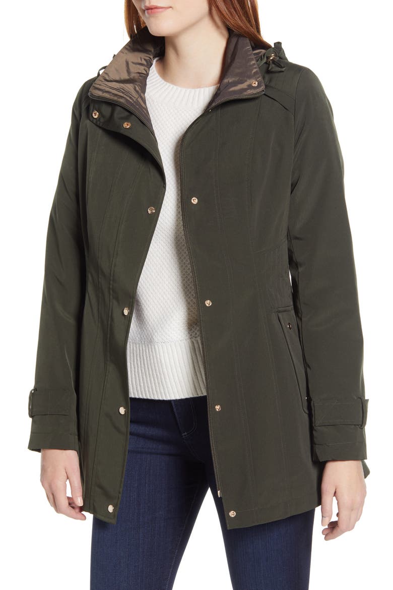 Hooded Raincoat with Detachable Liner, Main, color, DEEP OLIVE