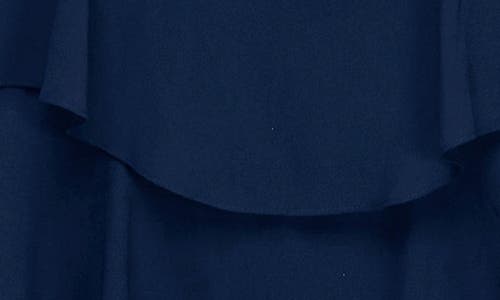 Slny Tiered Chiffon Midi Dress In Navy