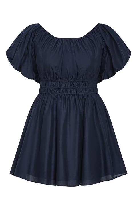 Lillian Puff Sleeve Cotton Fit & Flare Dress