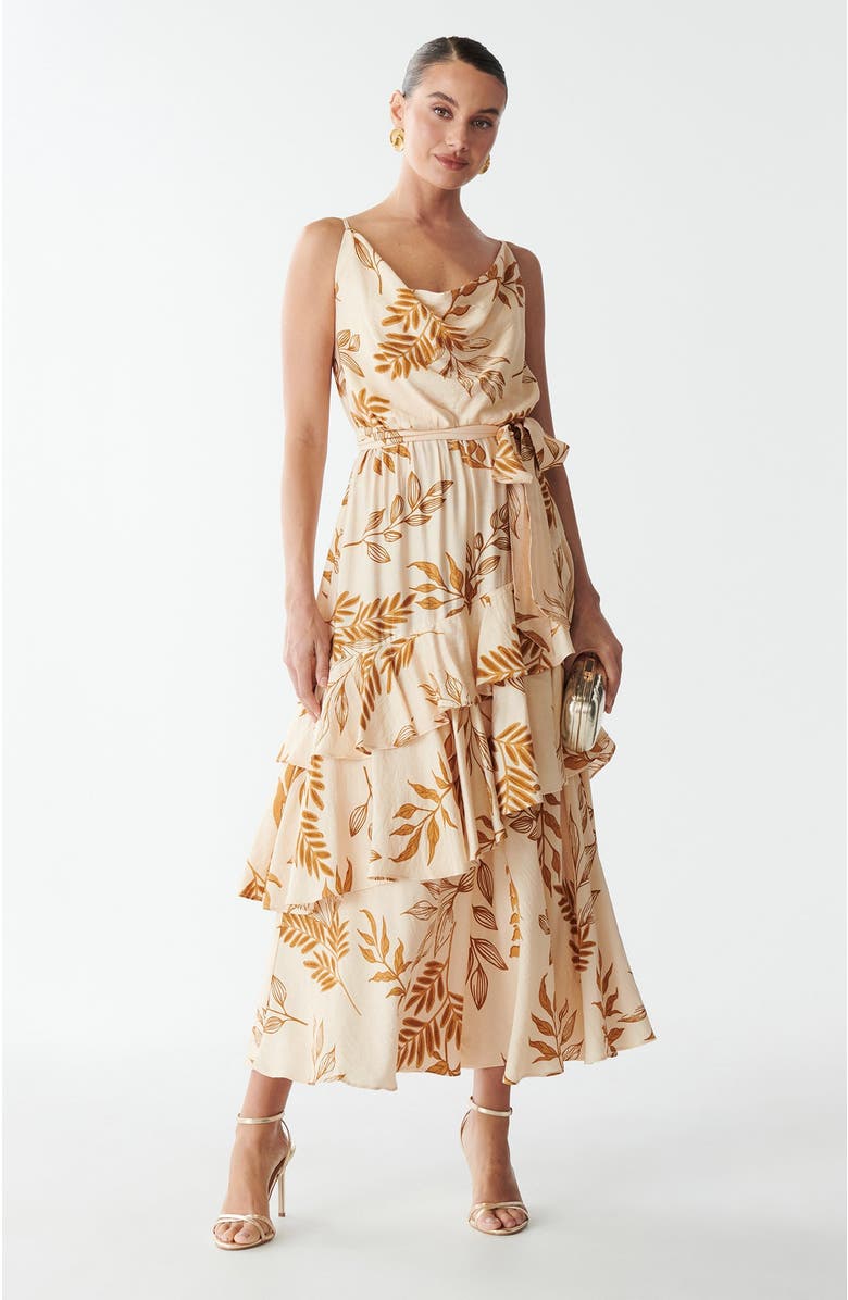 SAVEL Brianna Midi Dress, Main, color, Golden Palms