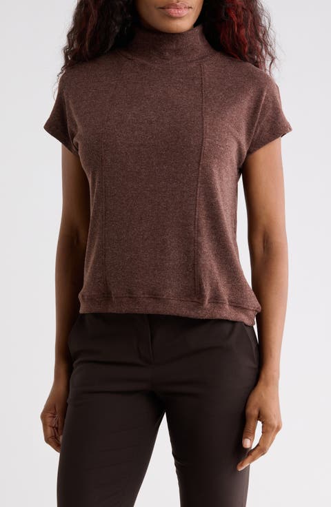 Heather Knit Funnel Neck Top