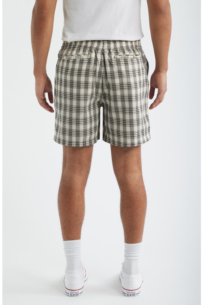 Plaid Elastic Waist Shorts, Alternate, color, CREAM