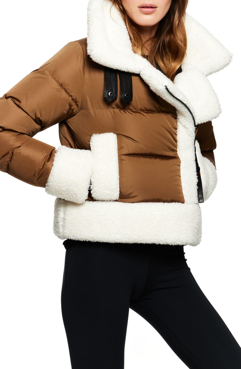 SAM. Bennet Faux Shearling Quilted Down Coat, Alternate, color, Matte Walnut