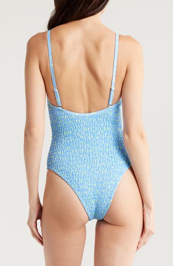 Smocked Low Back One-Piece Swimsuit