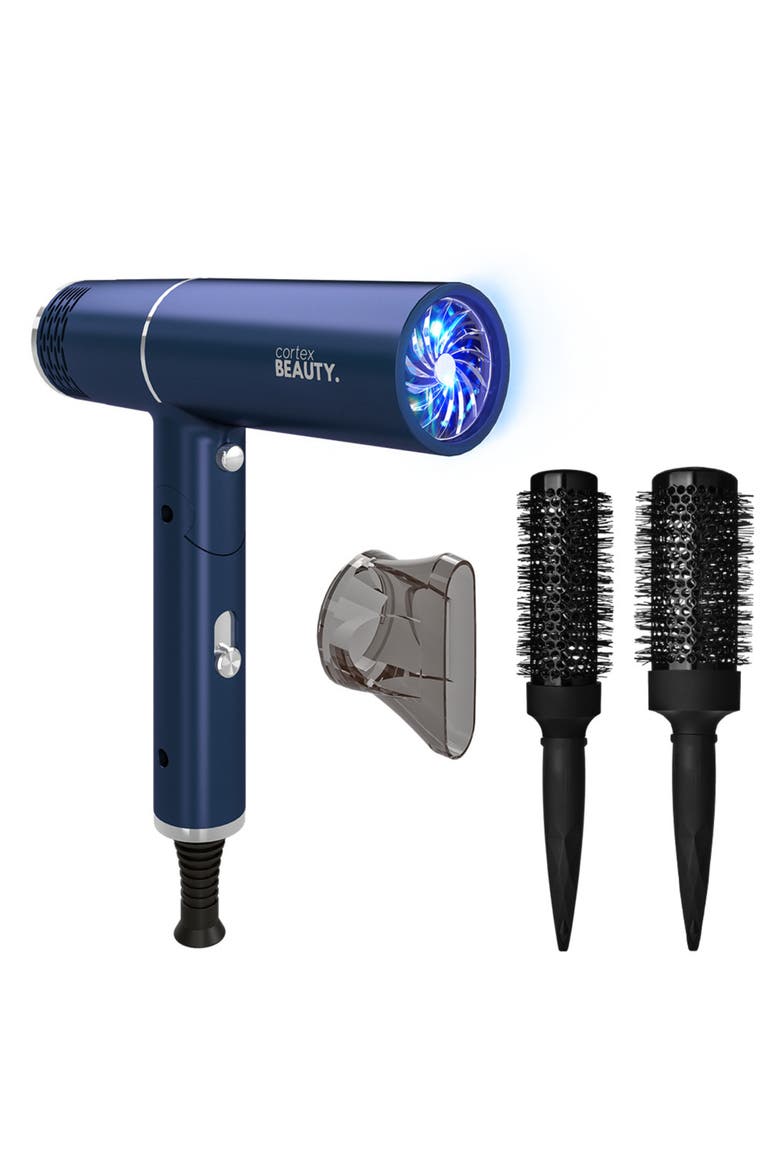 Airfold Ionic Foldable Dryer + 2-Piece Blowout Brush Set $249.99 Value, Main, color, BLUE