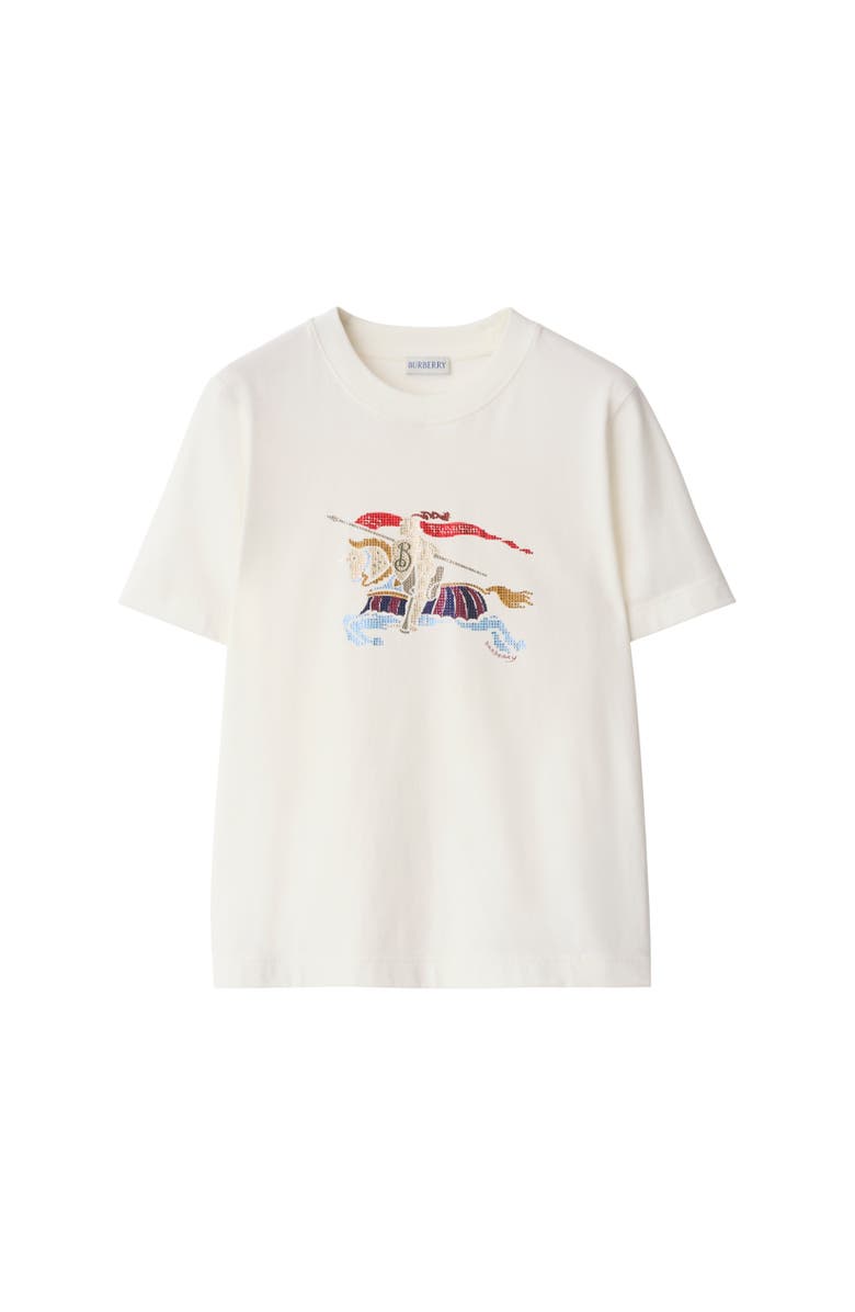 Burberry Crystal Knight Cotton T-shirt, Alternate, color, Chalk White