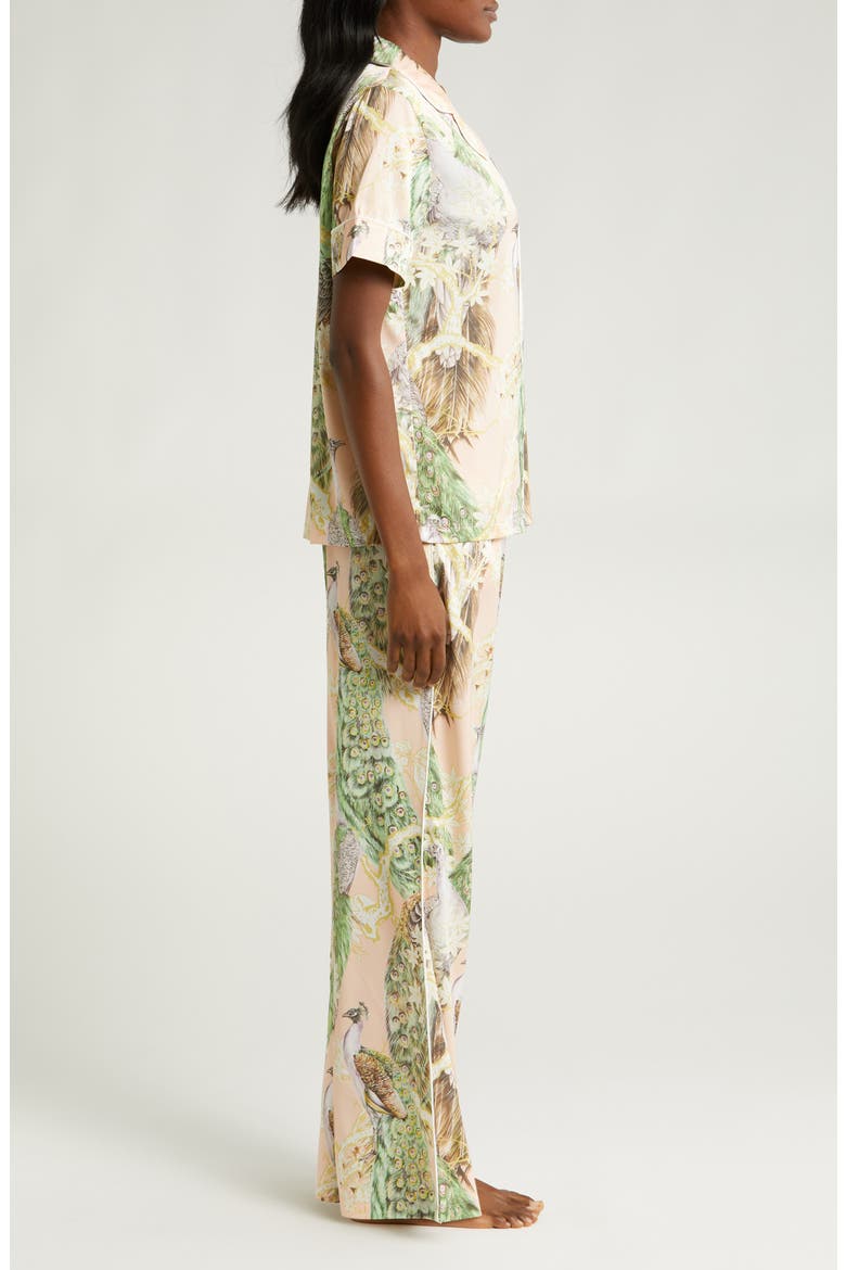 Print Wide Leg Pajamas, Alternate, color, POISED PEACOCK