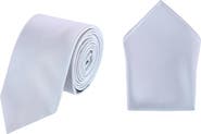 Trafalgar Sutton Solid Color Silk Necktie and Pocket Square Combo