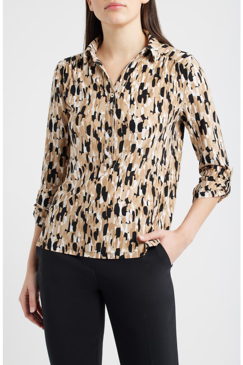 Print Shirt, Main, color, ANNE BLACK/ LATTE MULTI