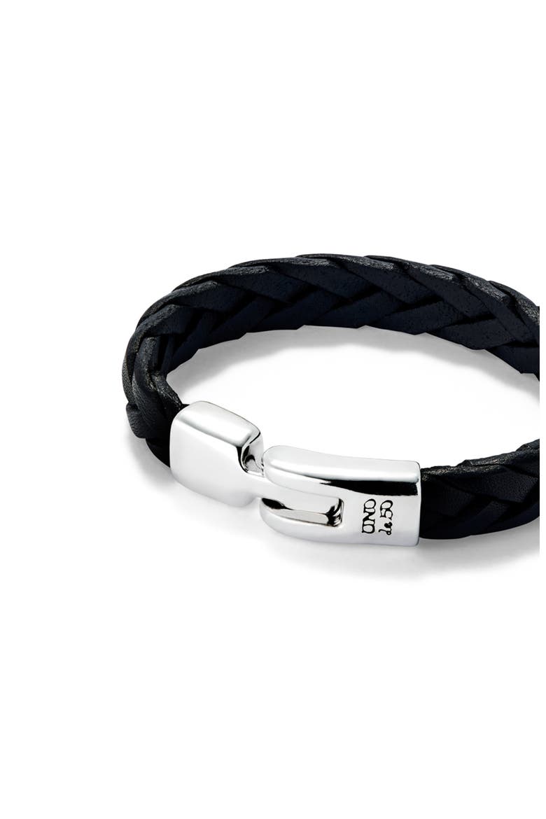 Braided Leather Clasp Bracelet, Alternate, color, Black