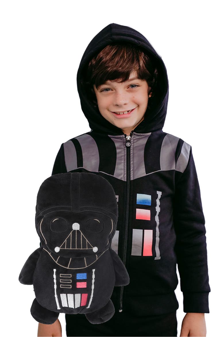 x Star Wars™ Darth Vader 2-in-1 Plush Toy Hoodie, Main, color, BLACK