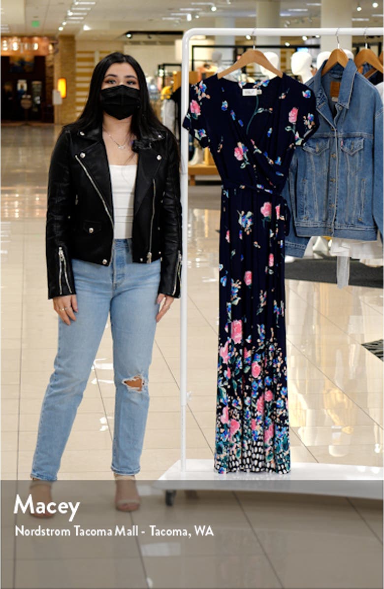 Floral Print Faux Wrap Maxi Dress, sales video thumbnail