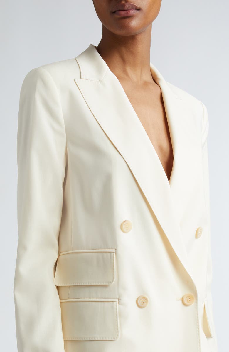 Max Mara Elegia Double Breasted Virgin Wool Blazer, Alternate, color, Vanilla