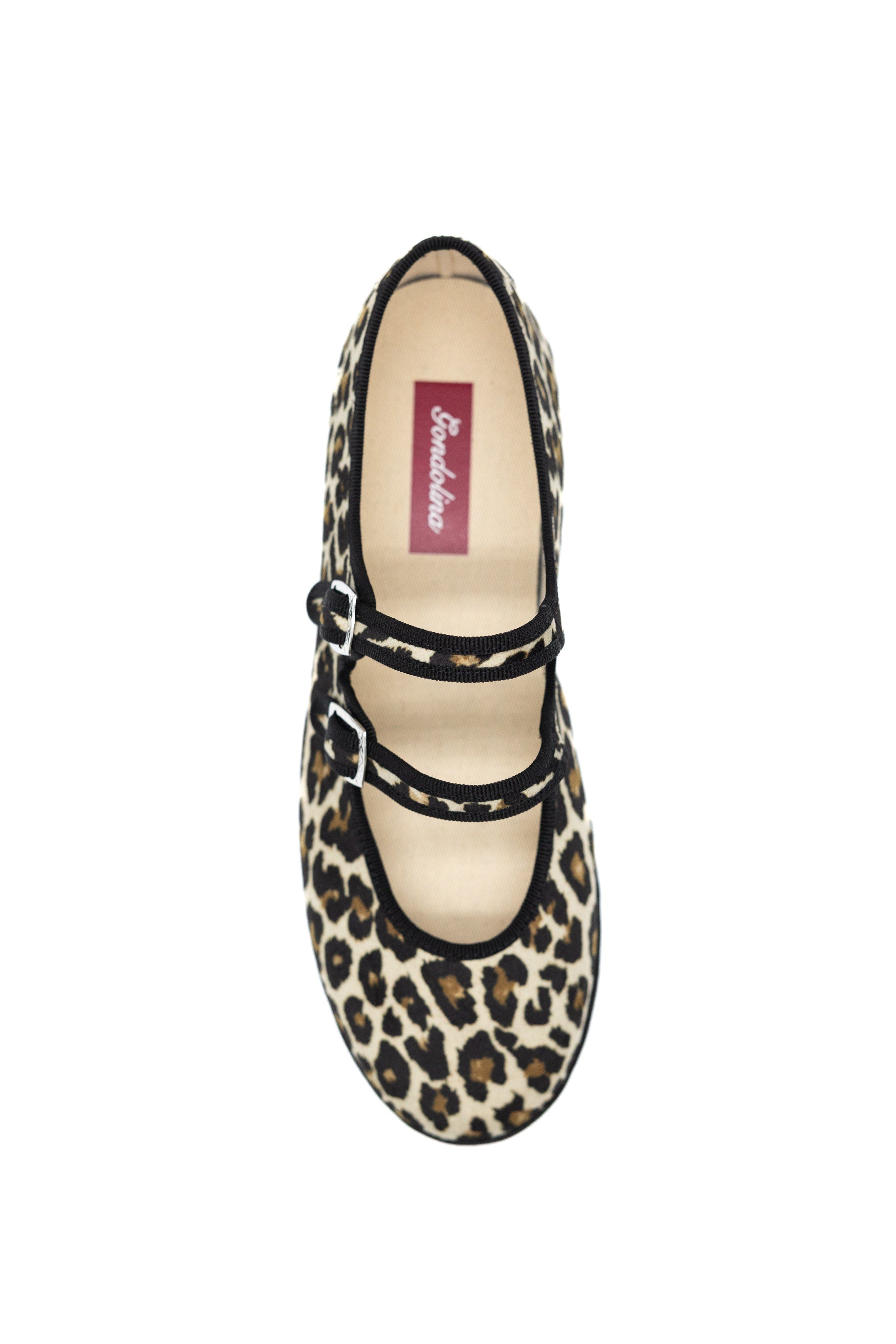 Gondolina Shoes Leopard Mary Jane Double Lace Ballet Flats, Alternate, color, Animalier
