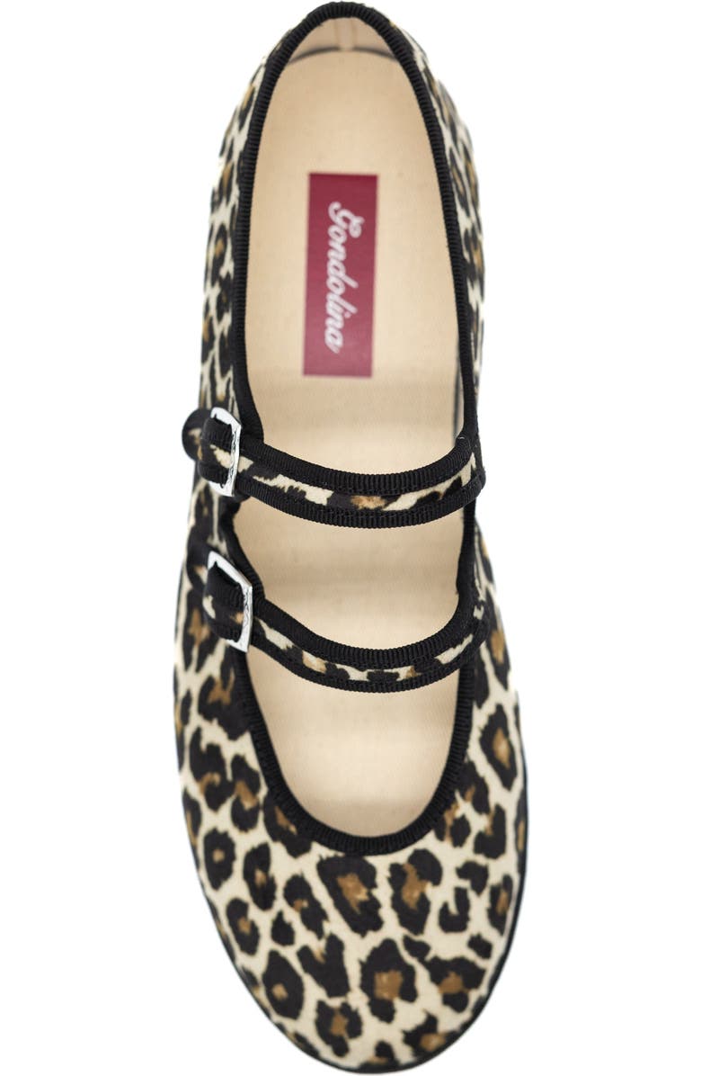 Gondolina Shoes Leopard Mary Jane Double Lace Ballet Flats, Alternate, color, Animalier
