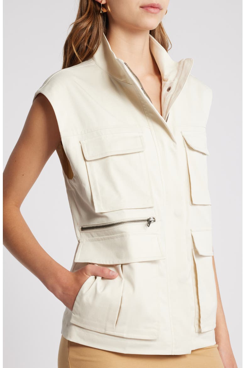 Twill Cargo Vest, Alternate, color, IVORY DOVE