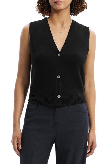 Theory Felted Wool-cashmere Button Vest In Black