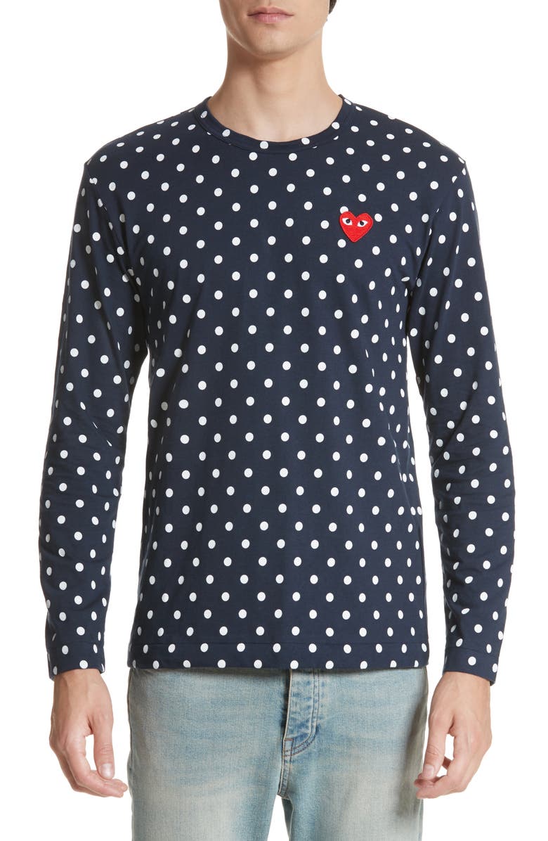 Comme des Garçons PLAY Dot Print Long Sleeve Crewneck T-Shirt, Main, color,