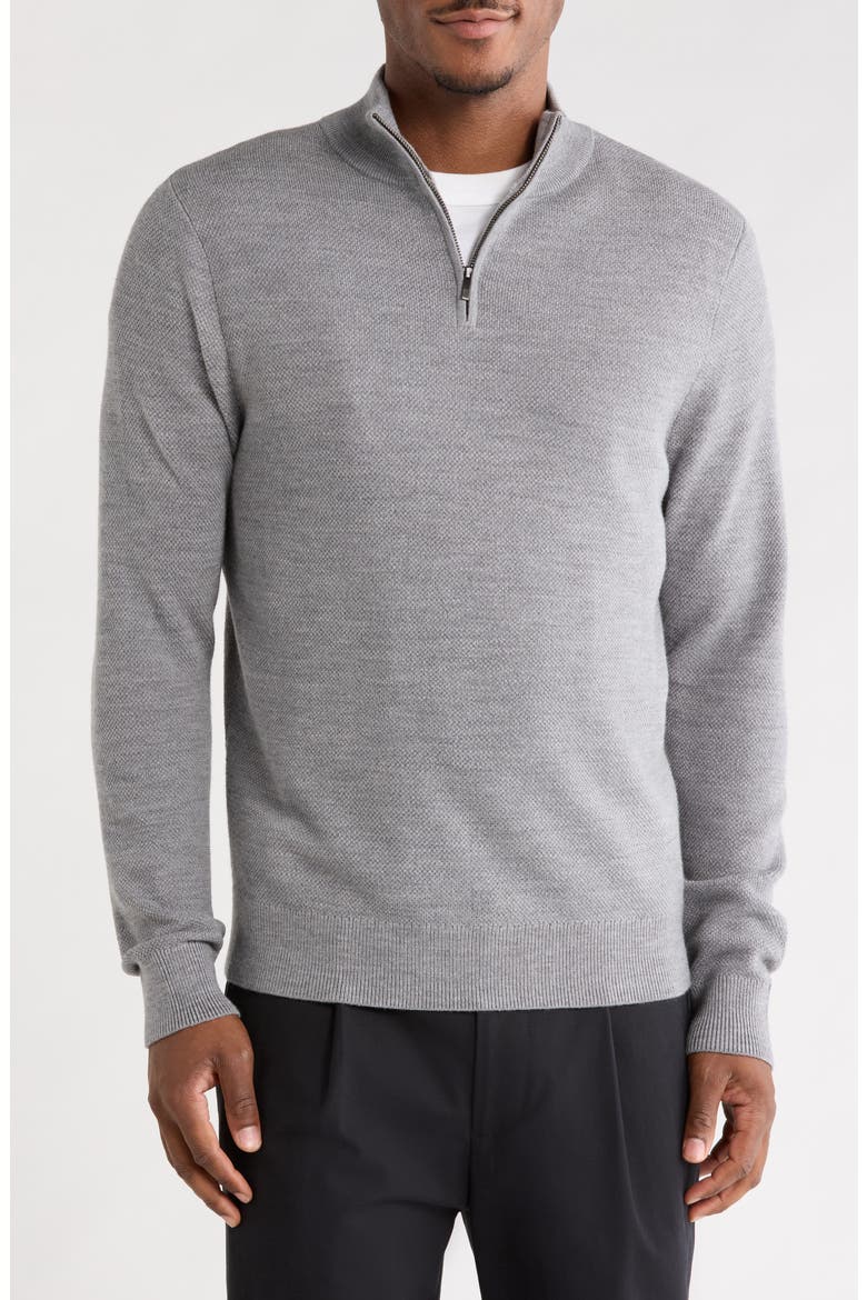 Merino Wool Quarter Zip Pullover, Main, color, GREY MONUMENT HEATHER