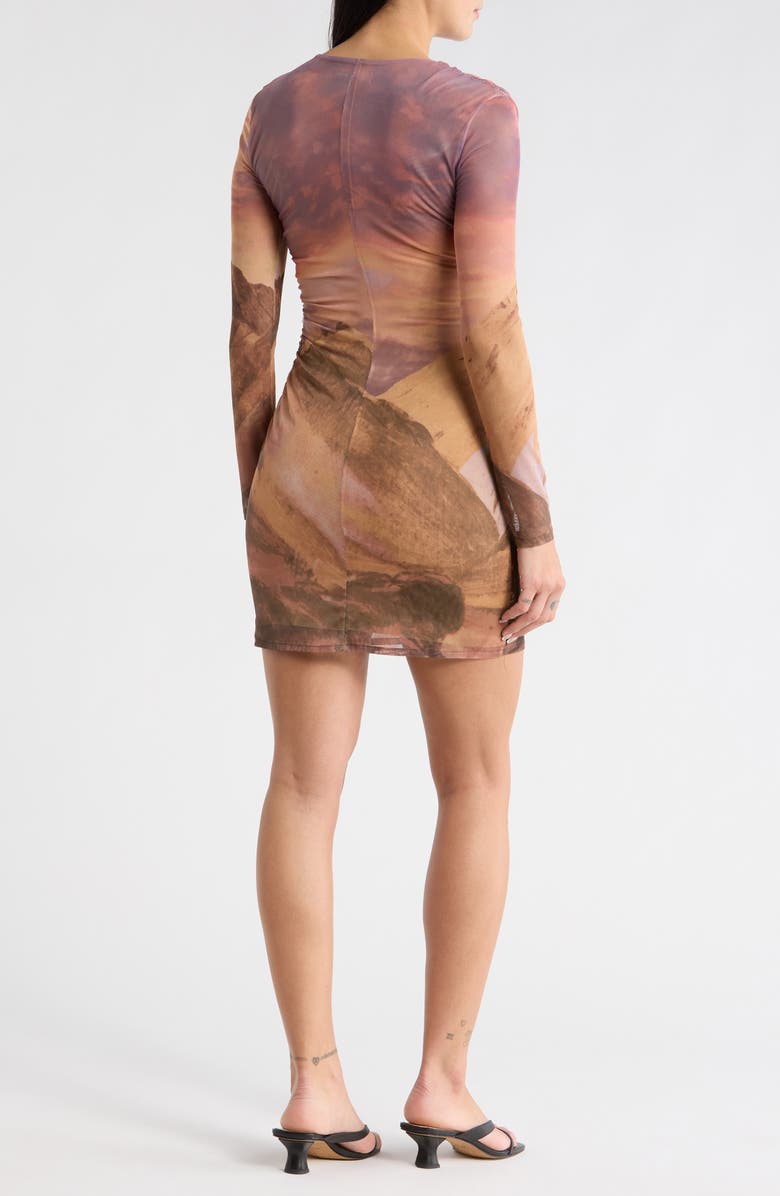 Desigual Ruched Long Sleeve Bodycon Dress, Alternate, color, Multi