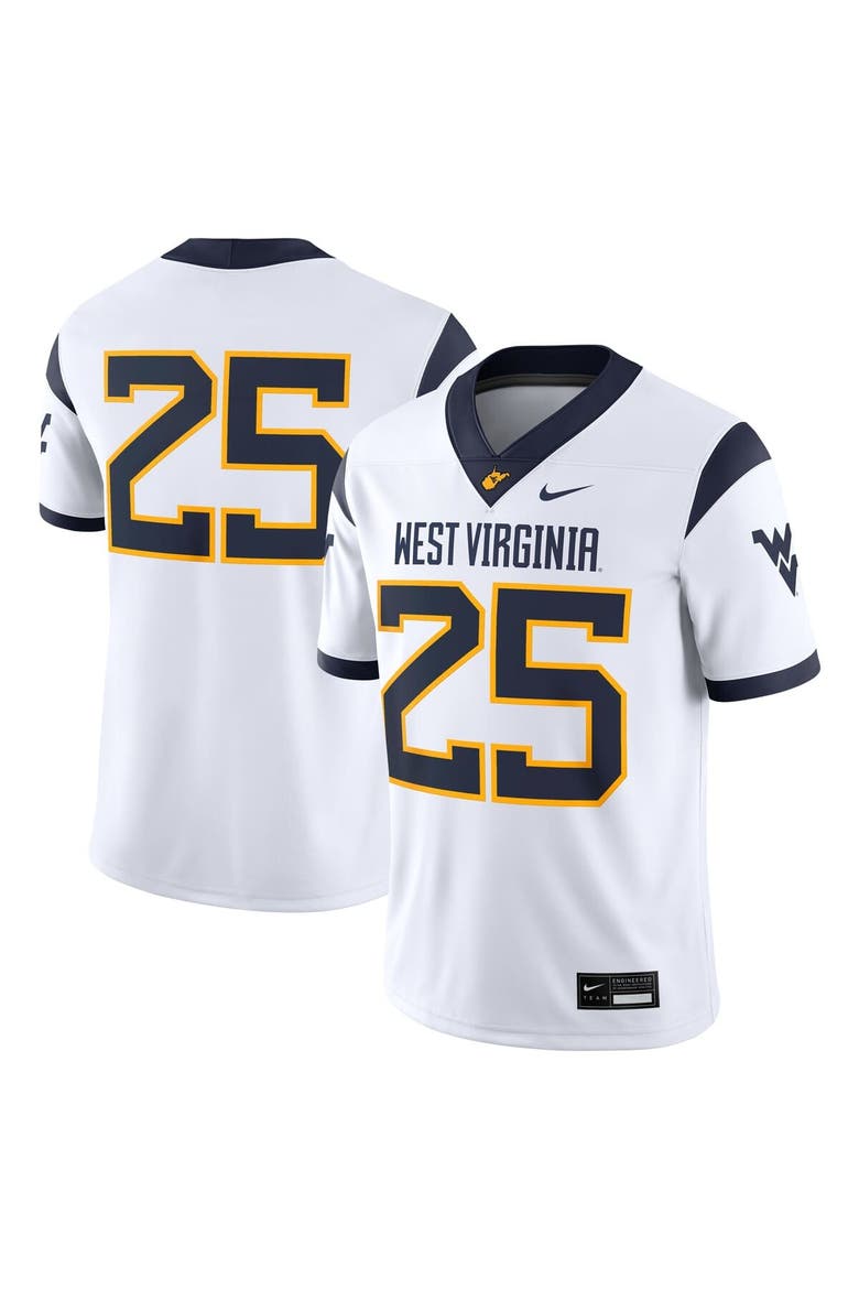 Men's Nike #25 White West Virginia Mountaineers Limited Away Game Jersey, Alternate, color, White