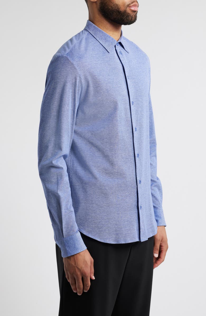 Emporio Armani Cotton Piqué Button-Up Shirt, Alternate, color,