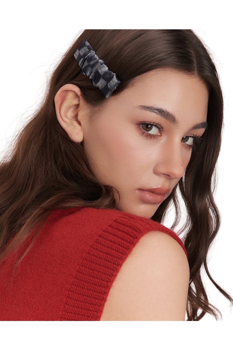 Lunelle Silk Hair Barrette Clip, Alternate, color, Steel Blue