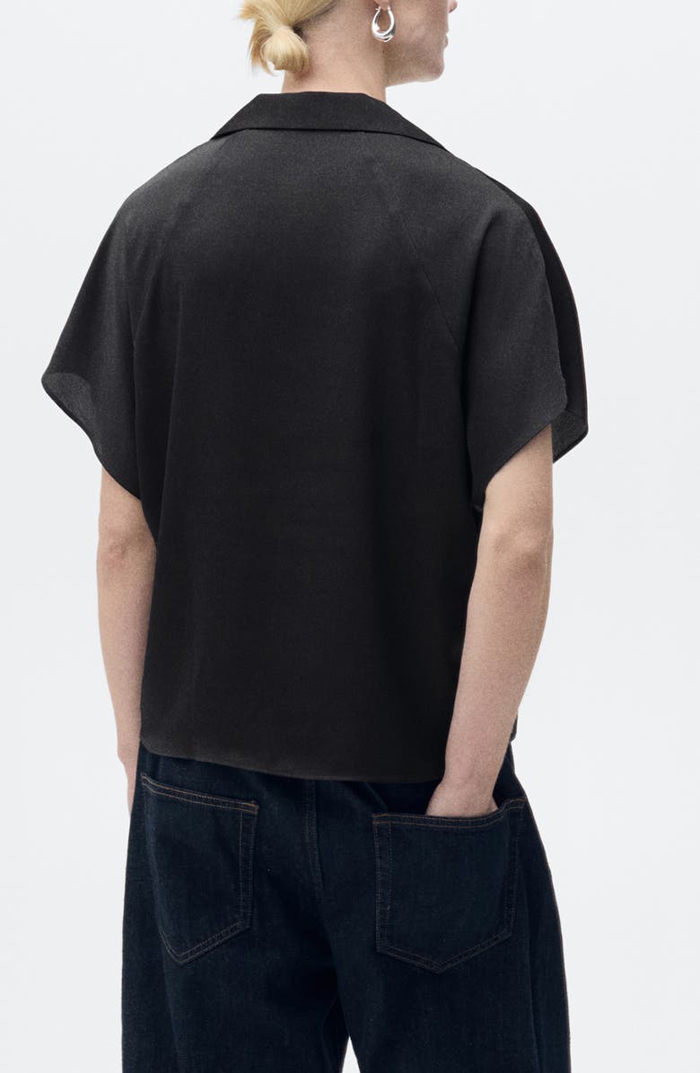 MANGO Short Sleeve Satin Button-Up Shirt, Alternate, color, 