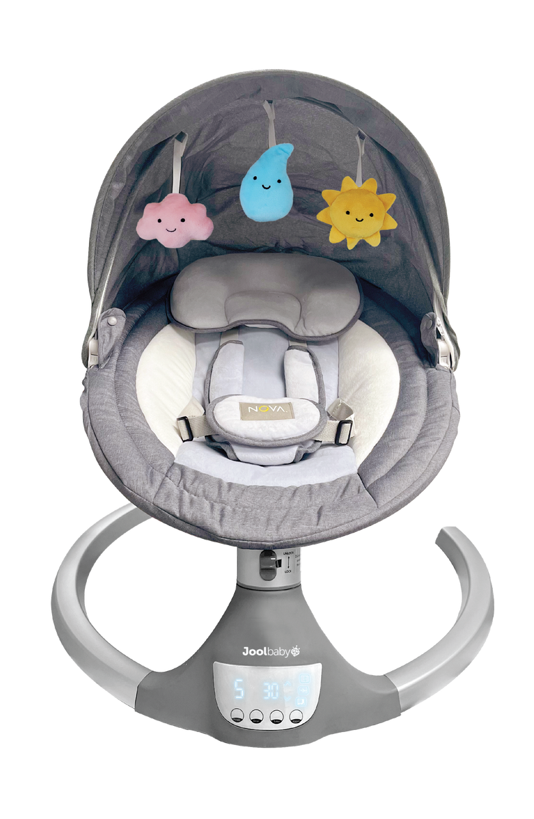 Jool Baby Nova Swing for Newborns - Electric Motorized Infant Swing, Bluetooth Music, 10 Preset Melodies, Remote, Main, color, Gray