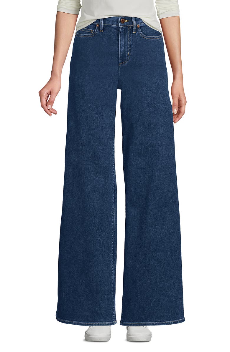 Lands' End Recover Denim High Rise Extra Wide Leg Jeans, Alternate, color, Crawford Wash
