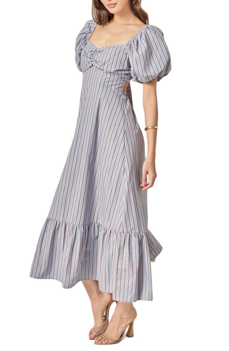 English Factory Stripe Back Tie Maxi Dress, Alternate, color, 