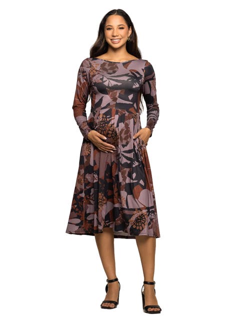 Long Sleeve Midi Dress Floral Print