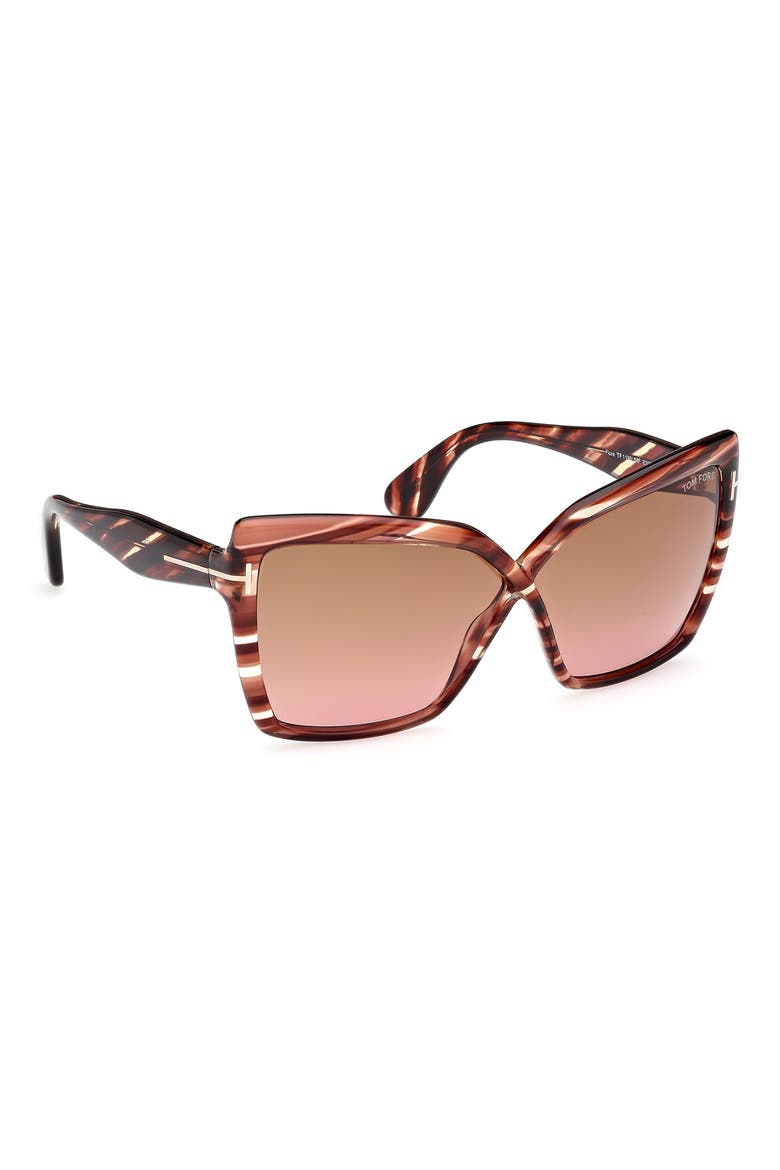 Fiore 63mm Oversize Gradient Butterfly Sunglasses, Alternate, color, RED HAVANA / GRADIENT BROWN