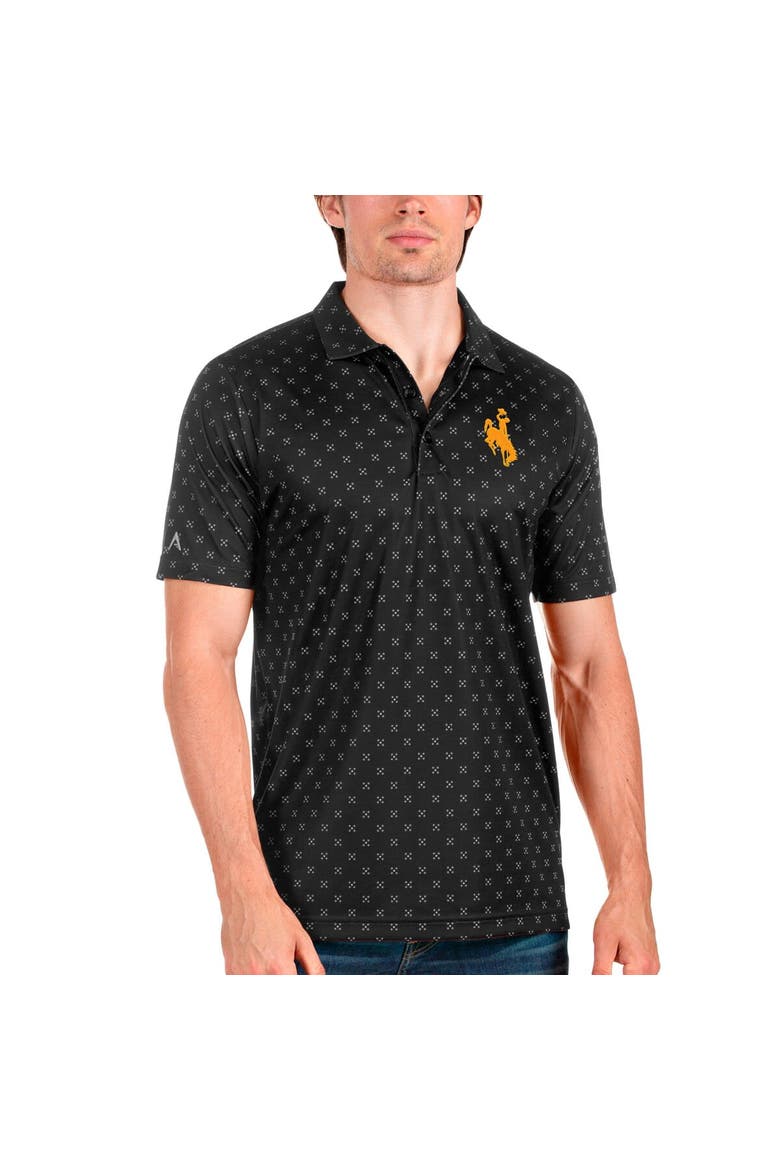 Men's Antigua Black/Steel Wyoming Cowboys Spark Polo, Main, color, Black