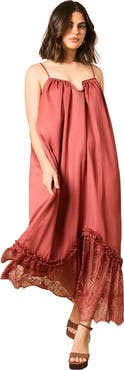 Oasis Babydoll Floaty Lace Detail Maxi Dress