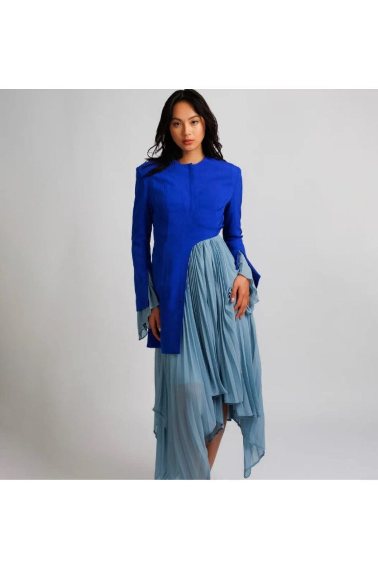Raye Pleated Gown, Alternate, color, Blue