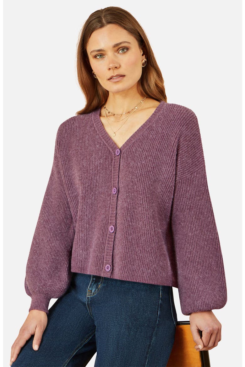 Marl Knit Cardigan, Main, color, Purple