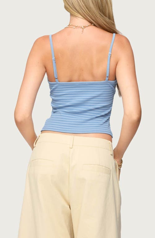 Edikted Hemsley Striped Ribbed Tank Top In Blue