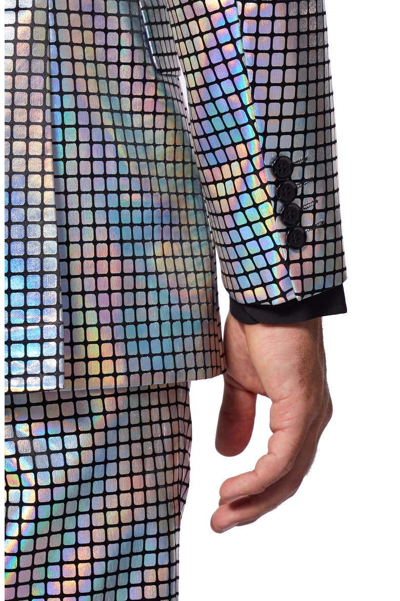 Disco Baller Two Button Notch Lapel Suit with Tie, Alternate, color, GREY