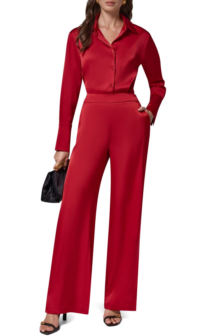 High Waist Wide Leg Pants, Alternate, color, RED VELVET