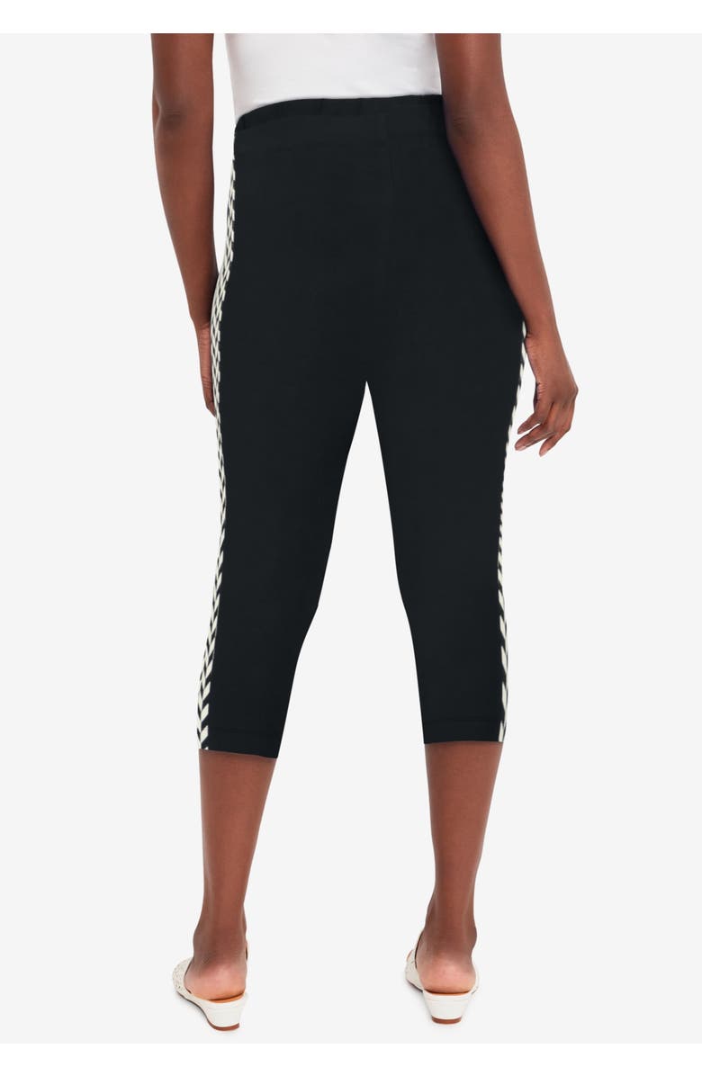 Jessica London Everyday Stretch Cotton Capri Legging, Alternate, color, Black