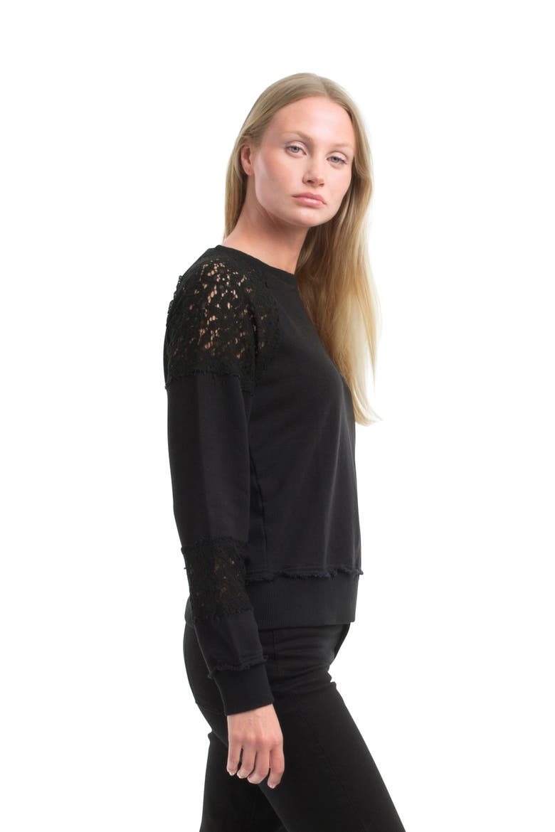 Sweatshirt with Lace Details, Alternate, color, Black