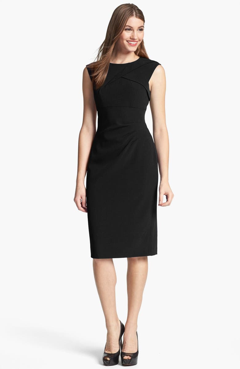 Adrianna Papell Pleated Crepe Dress, Main, color, 
