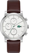 Lacoste Replay Multifunction Leather Strap Watch, 44mm