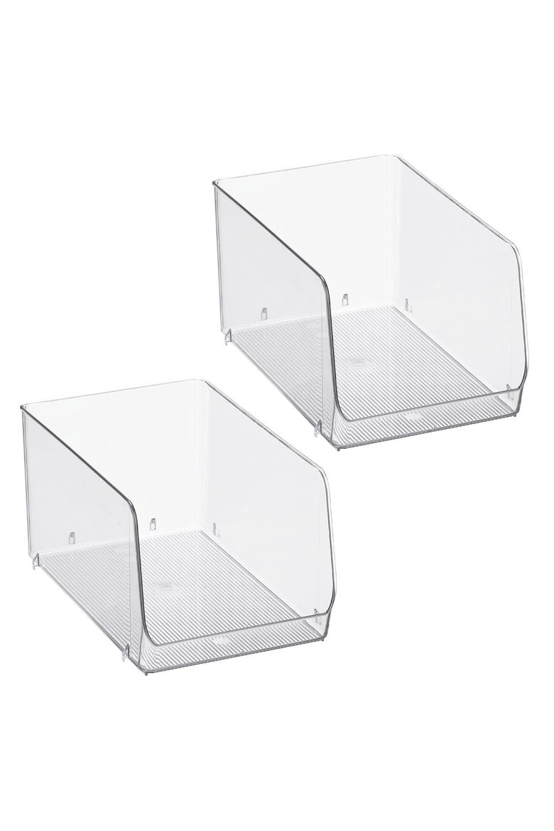 Clear Plastic Stackable Open Front Storage Bin, Easy Access Organizer for Pantry or Cabinet, 2-Pack, Main, color, Clear