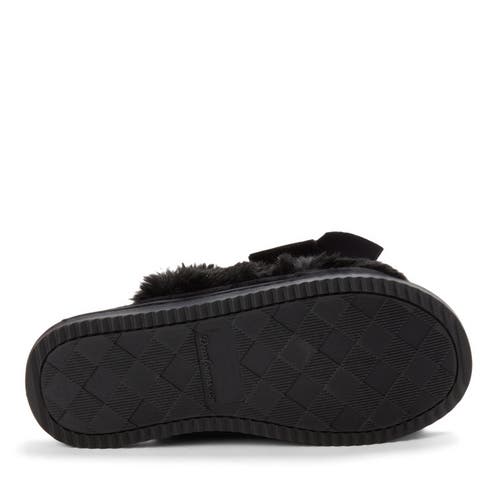 Dearfoams Bianca Pile Slide Slipper With Bow In Black